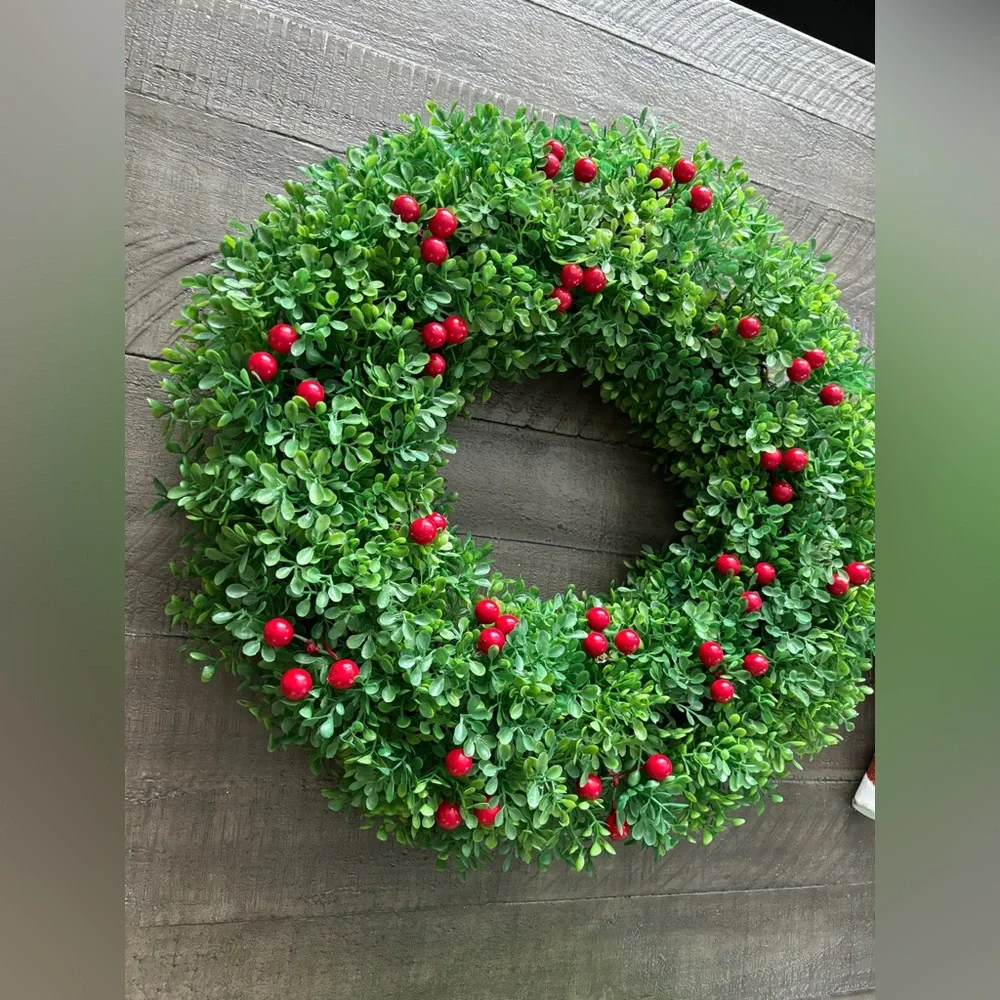 Holiday Wreath Bundle Classic Green Wreath + Candy Cane Accent Christmas Décor